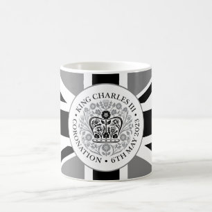 King Charles III Coronation Black Gray Logo Kaffeetasse