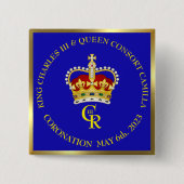 King Charles III Coronation Celebration 15 Cm Squa Button (Vorderseite)