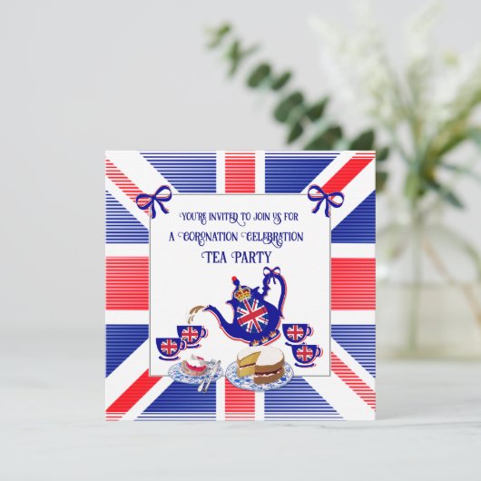 King Charles III Coronation Celebration Tee Party Einladung (Stehend Vorderseite)