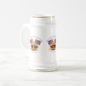 King Charles III Coronation Crown and Flags Bierglas (Vorderseite Links)