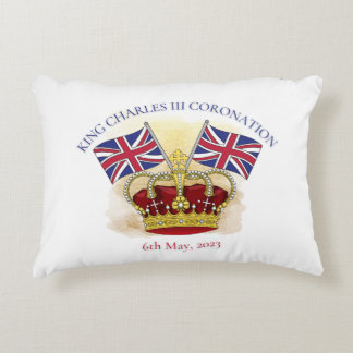 King Charles III Coronation Crown and Flags Dekokissen