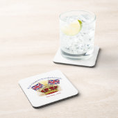 King Charles III Coronation Crown and Flags Getränkeuntersetzer (Rechte Seite)