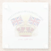 King Charles III Coronation Crown and Flags Glasuntersetzer (Rückseite)