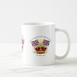 King Charles III Coronation Crown and Flags Kaffeetasse