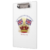 King Charles III Coronation Crown and Flags Klemmbrett (Links)