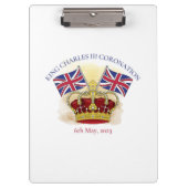 King Charles III Coronation Crown and Flags Klemmbrett (Vorderseite)
