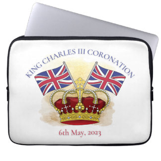 King Charles III Coronation Crown and Flags Laptopschutzhülle