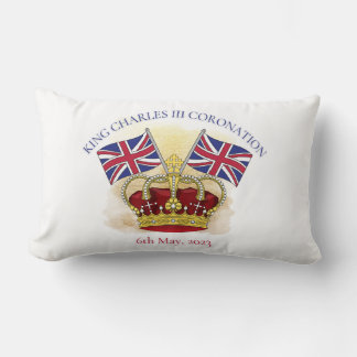 King Charles III Coronation Crown and Flags Lendenkissen