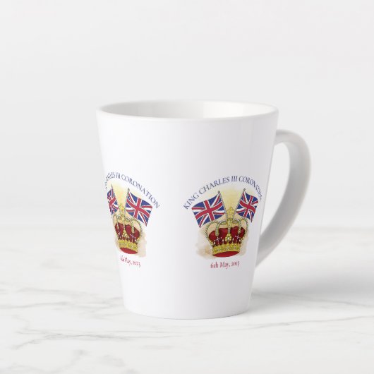 King Charles III Coronation Crown and Flags Milchtasse (Rechte Ecke)