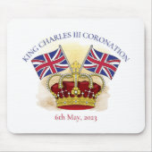 King Charles III Coronation Crown and Flags Mousepad (Vorne)
