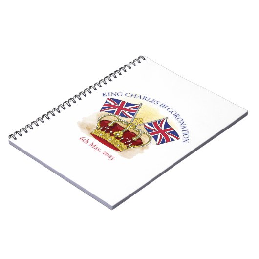 King Charles III Coronation Crown and Flags Notizblock (Linke Seite)