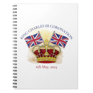 King Charles III Coronation Crown and Flags Notizblock