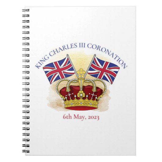 King Charles III Coronation Crown and Flags Notizblock (Vorderseite)