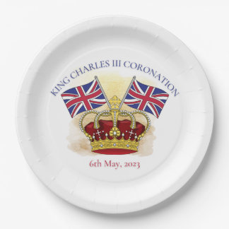 King Charles III Coronation Crown and Flags Paper Pappteller