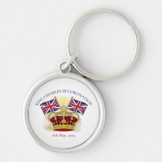 King Charles III Coronation Crown and Flags Schlüsselanhänger
