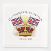 King Charles III Coronation Crown and Flags Serviette (Vorderseite)