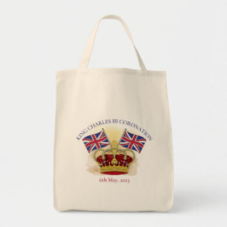 King Charles III Coronation Crown and Flags Tragetasche