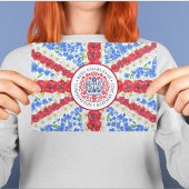 King Charles III Coronation Emblem Floral UK Flagg Postkarte