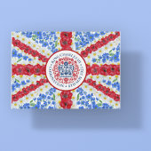 King Charles III Coronation Emblem Floral UK Flagg Postkarte