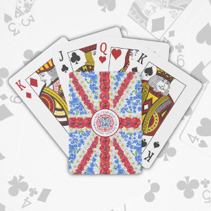 King Charles III Coronation Emblem Floral UK Flagg Spielkarten