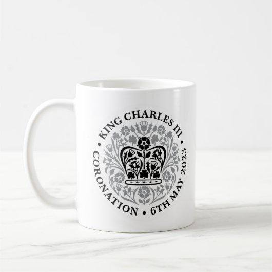 King Charles III Coronation Emblem Tee/Kaffee Tass Kaffeetasse (Links)