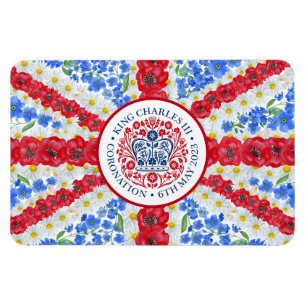 King Charles III Coronation Floral UK Flag Magnet