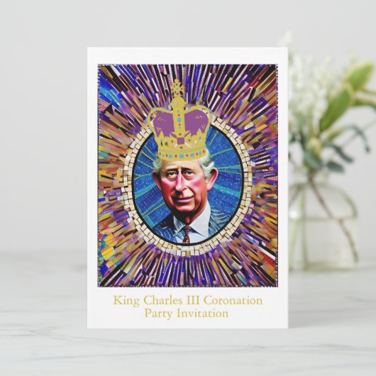 King Charles III Coronation Fun Custom Text Party Einladung (Stehend Vorderseite)