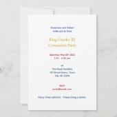 King Charles III Coronation Fun Custom Text Party Einladung (Rückseite)