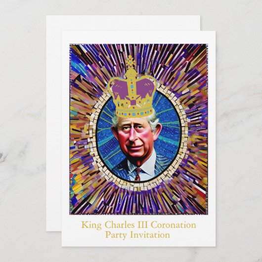 King Charles III Coronation Fun Custom Text Party Einladung (Vorne/Hinten)