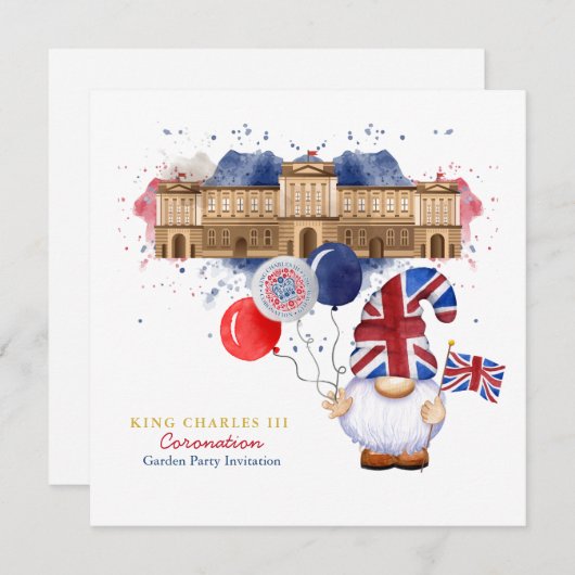 King Charles III Coronation Fun Customized Party Einladung (Vorne/Hinten)