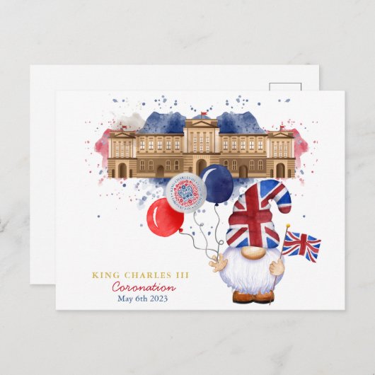 King Charles III Coronation Fun Patriotic Custom Postkarte (Vorne/Hinten)