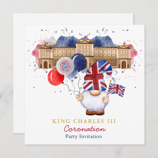 King Charles III Coronation Fun Personalisiert Einladung (Vorne/Hinten)