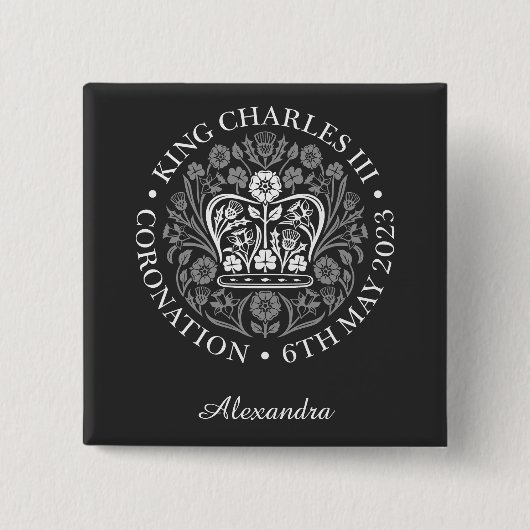 King Charles III Coronation Individuelle Name Whit Button (Vorderseite)