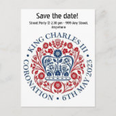 King Charles III Coronation Logo Save the Date Postkarte (Vorderseite)