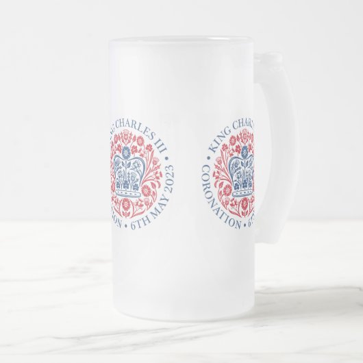 King Charles III Coronation Mattglas Bierglas (VorderseiteRechts)