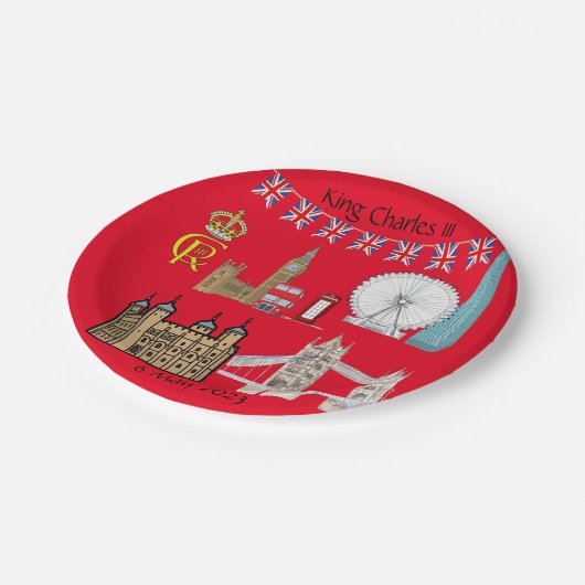 King Charles III Coronation Pappteller (Schrägansicht)