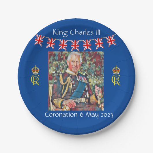 King Charles III Coronation Pappteller (Vorderseite)