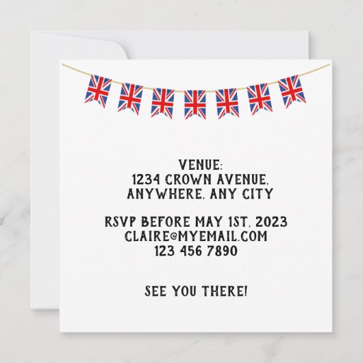 King Charles III Coronation Picknick-Einladung Einladung (Rückseite)