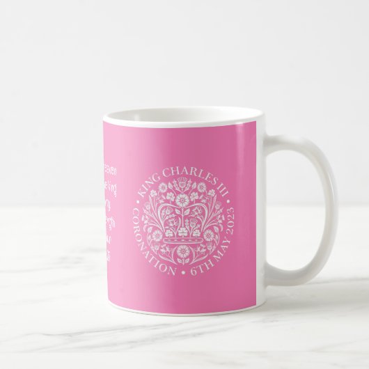 KING CHARLES III CORONATION Pink Memorabilia Kaffeetasse (Rechts)