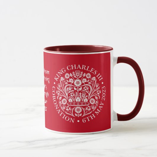 KING CHARLES III CORONATION Red Bible Verse Tasse (Rechts)
