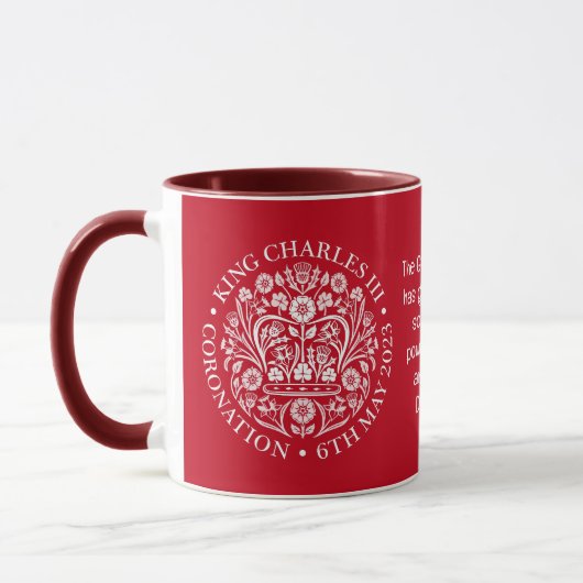 KING CHARLES III CORONATION Red Bible Verse Tasse (Links)