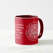 KING CHARLES III CORONATION Red Bible Verse Tasse (VorderseiteRechts)