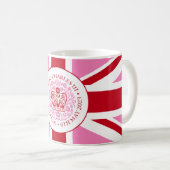 King Charles III Coronation Rosa Logo Kaffeetasse (VorderseiteRechts)