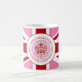 King Charles III Coronation Rosa Logo Kaffeetasse