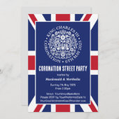 KING CHARLES III CORONATION Street Party Einladung (Vorne/Hinten)