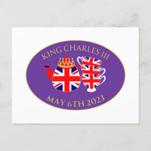 King Charles III Coronation Union Jack Tea Set Postkarte