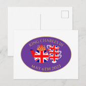 King Charles III Coronation Union Jack Tea Set Postkarte (Vorne/Hinten)