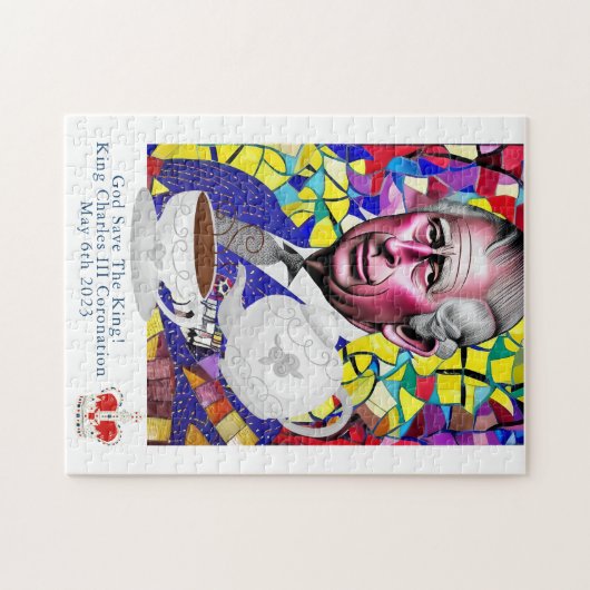 King Charles III Fun Custom Text Coronation Party Puzzle (Horizontal)