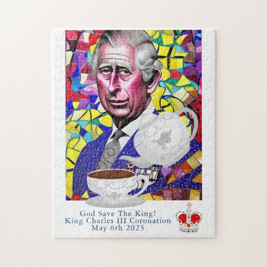 King Charles III Fun Custom Text Coronation Party Puzzle (Vertikal)