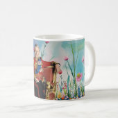 King Charles III mit Spring Garden Hintergrund Kaffeetasse (VorderseiteRechts)